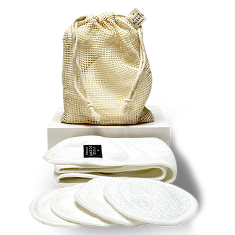 Cotton Terry Spa Headband With 2 8cm Bamboo Terry Cleansing pads 2 8cm Bamboo Knitted Cleansing Pads in a Cotton Mesh Drawstring Bag