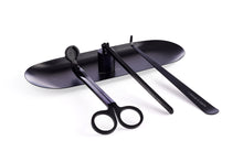 Load image into Gallery viewer, Black Candle Care Kit Tray with Wick Trimmer Wick Snuffer and Wick Dipper

