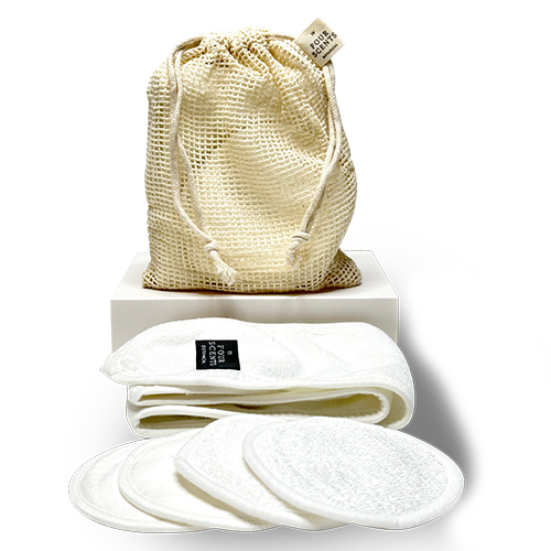 Cotton Terry Spa Headband With 2 8cm Bamboo Terry Cleansing pads 2 8cm Bamboo Knitted Cleansing Pads in a Cotton Mesh Drawstring Bag