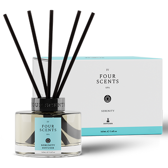 Serenity Spa 165ml Large Diffuser with Five Black Bamboo Reeds in Clear Glass Jar in Smart Box
