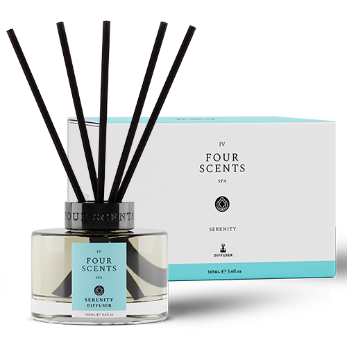 Serenity Spa 165ml Large Diffuser with Five Black Bamboo Reeds in Clear Glass Jar in Smart Box