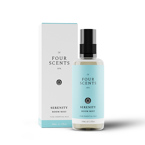 Serenity Spa Room Mist in 50ml Clear Glass Spray Bottle with Box